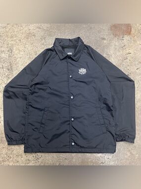 Vans Off the Wall Windbreaker Jacket Womens Medium Black Skater Lightweight Y2K